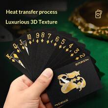 1 Set 54 Black Rose Black Gold Playing Cards, Waterproof Multi-Player Game Card Set, Magic Packaging, Wedding Party - Birthday - Holiday - Table Game - Gift - Collection - Gathering - Black - View 1