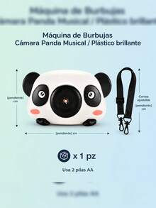 Juguete  Panda Maquina De Burbujas Forma Cámara Fotográfica con Música Automática para Niños - Multicolor - Ver 2