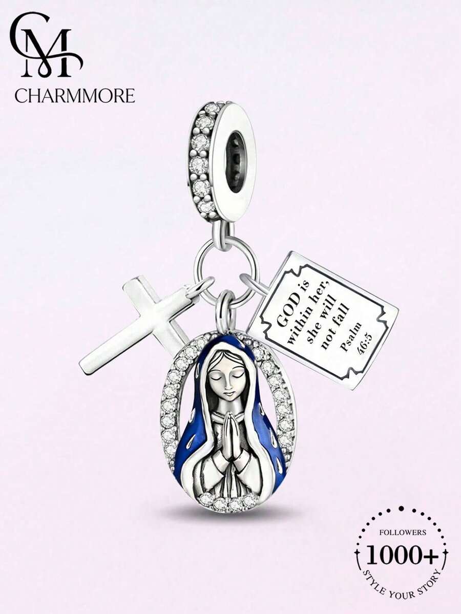 1件瑪麗十字吊墜珠，適合女性手鍊、手鐲DIY珠寶製作與日常穿搭，適合女孩佩戴