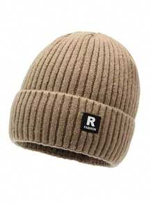 1PC Men's Winter Knitted Hat, Thermal Lined Thick Warm Woolen Cap, Windproof Cold Weather Beanie For Cycling - A - View 8
