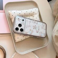 Kavenfort Cocoa Brown Phone Case With Line Drawing Brown Puppy Pattern And Brown Edges, Compatible With Apple 17 Pro Max, 18 And 16/15. It Features Personalized Cartoon Design, Full Coverage Soft Shell, And Unique, Creative, Vintage, Geometric, Minimalist, Cartoon, Niche And Influential Style. - Brown - View 6