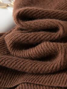HEYMINI Fashionable Fake Collar Women's Wool Sweater, Slim Fit Long Sleeve Knit Pullover, Autumn/Winter Inner Layer Sweater, Brown Top - Brown - View 11