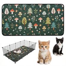 1pc Reusable Pet Cage Mat, Cute Printed Animal Sleeping Pad, All-Season Rabbit Hamster Cage Accessory, Washable Pet Pee Pad, Suitable For Small Cats, Dogs And Small Animals - Green - View 3