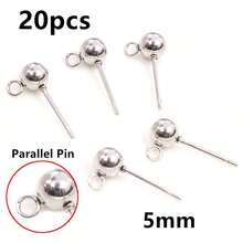 20pcs Stainless Steel Gold Color 3-6mm Ball Stud Earring Post Pins With Loop Connector For DIY Earrings Jewelry Making Accessories - Ball Stud Pins - View 15