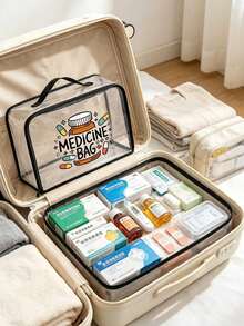 Transparent PVC Medicine Bag, Portable Handle First Aid Storage Organizer, Clear Visible Design For Quick Access, Lightweight Waterproof Medication Pouch For Home Use, Travel Luggage, Camping, Dorm, Ideal For Families, Students, Outdoor Enthusiasts - Multicolor - View 4