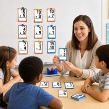 Math Board With 200 Math Cards, Double-Sided Silicone Tape Board, Teaching Aids For Addition, Subtraction, Multiplication, And Division, Suitable For Children Over 3 Years Old, Home Classroom Auxiliary Tools, Math Operation Set - Multicolor - View 6