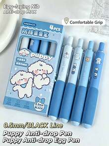 1/4pcs Cartoon Anti-Drop Egg-Shaped Neutral Pens, Sponge Soft Grip Ballpoint Pens, Black Ink, Children Students Stationery For Practice, Back To School Gift For Friends - B - View 10