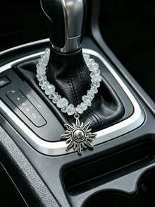 1pc Asymmetrical Crushed Stone Chain Alloy Sun Pendant Car Gear Shift Hanging Decoration Interior Car Decor Accessory - A - View 8