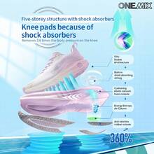 أحذية رياضية كاجوال للجري من ONEMIX، امتصاص صدمات مريح، نعل سميك منخفض، مضاد للانزلاق، مقاوم للتآكل - أرجواني سحابي فاتح - مشاهدة 9