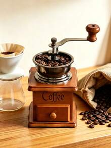 Manual Wooden Coffee Grinder & Pepper Mill, Hand Crank Coffee Bean Grinder With Storage Drawer, Easy To Clean,Adjustable Wood Pepper Grinder, Vintage Kitchen Tool For Fresh Coffee, Spices, Home Cafe Decor, Kitchen Countertop Accessory - Multicolor - View 12
