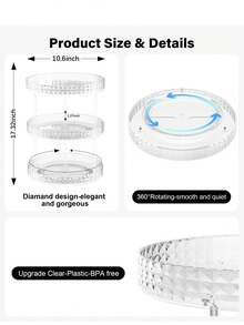 3-Tier Rotating Display Stand, Transparent Acrylic Cosmetic Organizer, Perfume Storage Rack, Makeup Organizer, Jewelry Storage Rack, Cosmetic Storage Rack, Perfume Box, Jewelry Tray, Round Vanity Tray, Room Decor, Bedroom Decor, Home Decor, Desktop Storage, Vanity Area - Clear - View 6