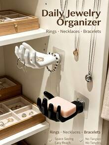 1pc Hand-Shaped Holder Rack, Creative Palm Design Wall Mount Jewelry Organizer, Soap Dish, Suitable For Bathroom, Bedroom, Vanity.It Can Be Used As A Jewelry Rack To Hold Necklaces, Etc. A Must-Have For Back-To-School Season. - Multicolor - View 8