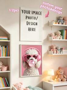 1/2pcs Customized Photo Poster, Personalized Large Size Wall Art Decor, Pet Photo Image Design Poster, Custom Image Printing, Personalized Home Decor, Birthday Anniversary Wedding Gift - Multicolor - View 1