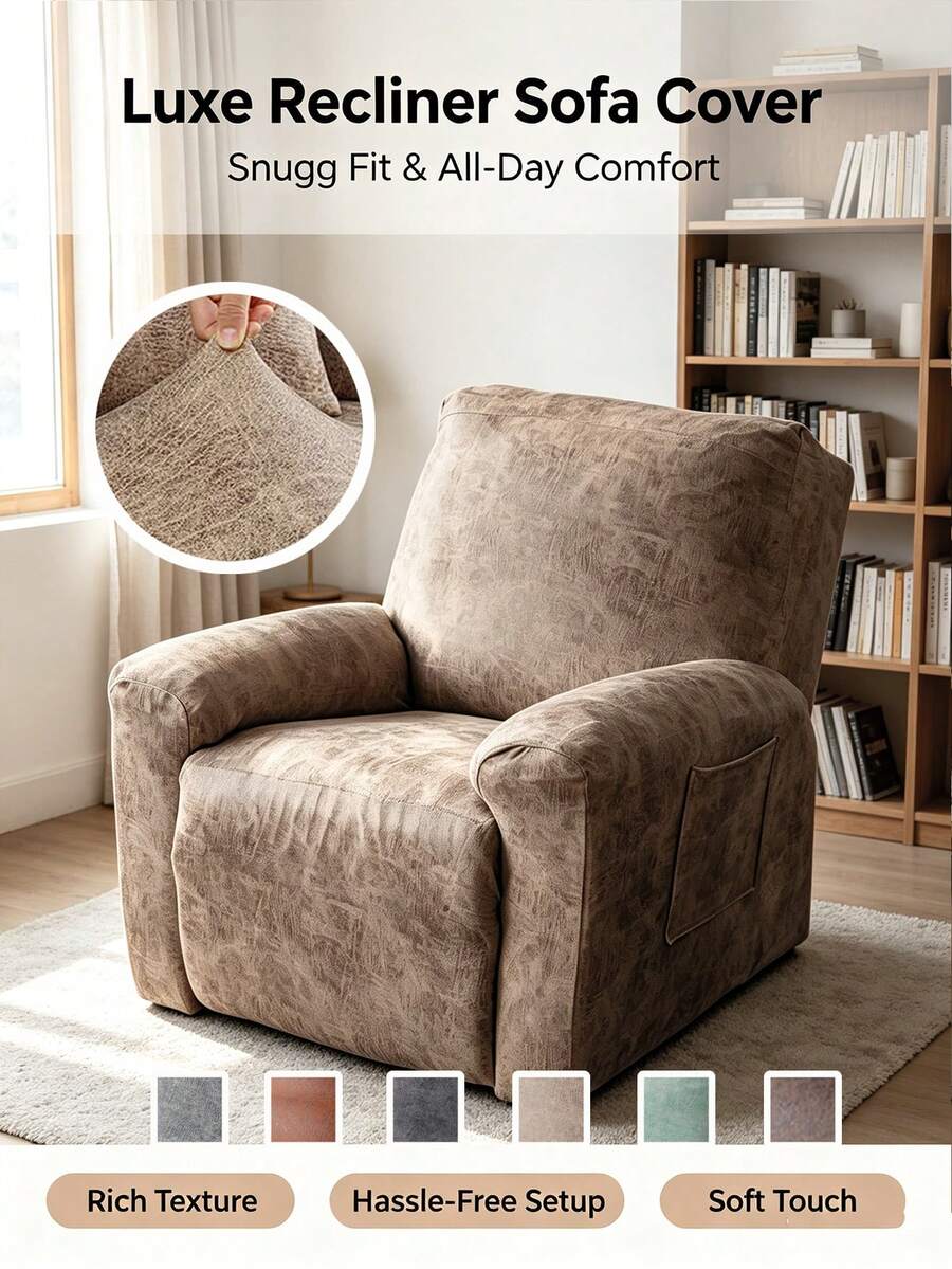 Single Seat Recliner Sofa Cover, Elastic Combination Recliner Sofa Cover, Soft Elastic Washable Furniture Pet Protection Cover - Multicolor - View 1
