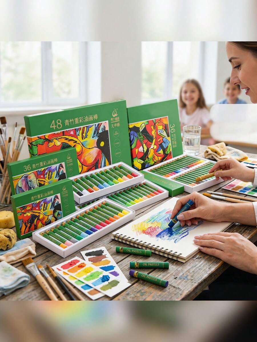 1 Set Dark Tone Oil Pastel Set, 48 Colors Professional Art Drawing Sticks, Soft Doodle Sticks, Suitable For Student Art Creation And Painting, Applicable For Coloring And Crayon Set
