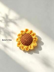 1pc Handmade Woven Sunflower Car Rearview Mirror Dashboard Display Screen Decoration Ornament, Car Interior Decor - A - View 4