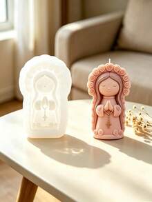 1pc Multi-Style Praying Girl Shaped Aromatherapy Candle Silicone Mold Home Decor/Gift Ornament Plaster Mold, Handmade Epoxy Resin Casting Mold, Art Decorative Clay Plaster Mold/Non-Stick Easy Demolding/Heat Resistant - C-white - View 4