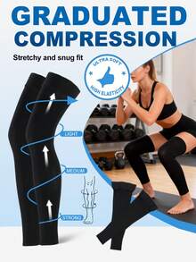 1 Pair Unisex 20-30 MmHg Compression Leg Sleeves, Comfortable Shaping, Running Fitness Sports Knee Support, Suitable For People Who Sit Or Stand For Long Periods - Multicolor - View 8