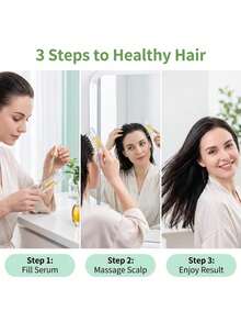 Transparent Comb For Applying Hair Oil To Scalp, Featuring Visible Liquid Container And Rotating Metal Teeth Head For Even Distribution, Suitable For Hair And Beard Care, Unisex, Allows Essential Oil Massage Without Hand Operation - Multicolor - View 2