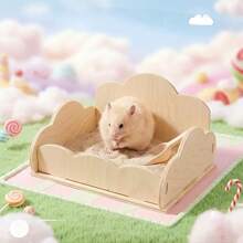Natural Wood Cloud Style Hamster Sand Bath Container, Small Animal Bathing House, Practical DIY Assembly Hamster Cage Decoration Accessory - one-size - View 4