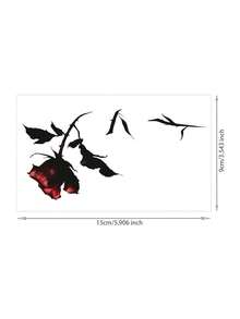 1pc Temporary Tattoo Sticker, Dark Withered Red Rose Pattern, Realistic Fake Tattoo Design, For Daily Wear, Bachelorette Party Favors, Music Festival, Game, Graduation Gift, Lasts 3‑5 Days - Multicolor - View 6