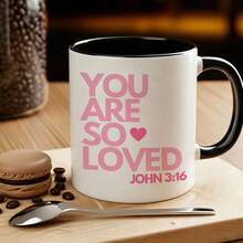 You Are So Loved John 3:16 Coffee Mug, Inspirational Bible Verse Printed Ceramic Cup, Religious Faith‑Based Gift For Christian Friends Family Holiday Present - Multicolor - View 4