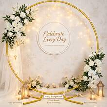 7.2FT Round Backdrop Stand, Circle Gold Balloon Wedding Arch Frame ...