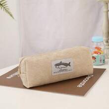 Shark Embroidery Pencil Case, Cute Big Shark Square Highly Attractive Stationery Storage Bag, Compact And Adorable Pencil Pouch For Primary And Middle School Students - Multicolor - View 5
