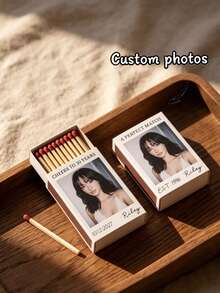 Custom Matchbox, Personalized Wedding Party Matchbox (Matchbox Only, Matches Not Included). Customizable With Images, Logos And Text, Suitable For Weddings, Various Parties, Birthday Celebrations, Anniversary Souvenirs, Event Favors - Multicolor - View 2