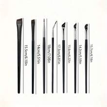 [5pcs Set]Blade Makeup Brush Set, Angled Flat Head Eyebrow & Eyeliner Brushes, Define Eyeliner Fill Eyebrows, Soft Bristles Without Powder Waste, Beginner Friendly Daily Makeup Tools - Black - View 8