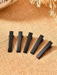 30PCS Black Metal Crocodile Shaped Hair Clips, Minimalist Solid Color Hair Accessories - Black - View 3