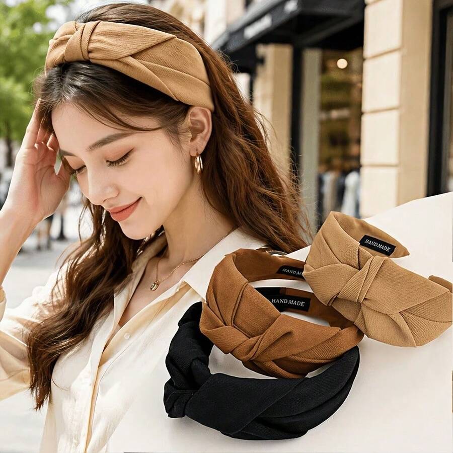 Women's Headbands Elegant Plain Hairbands Knot Wide Edge Hairbands Hairclip Headwear Multi Functional Outing