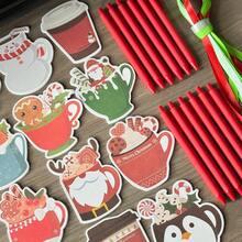 6pcs Christmas Theme Notebook And Pen Set, Black Ink Pen Set, Creative Sticky Notes, Christmas Coffee Cup Notebook, Holiday Notebook Set, Suitable For School, Work And Decoration, Christmas Gift, Office Supplies - Random Color and Style - View 8