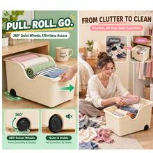 Pull-Out Storage Bin With Wheels, Large Capacity Plastic Storage Basket, Suitable For Kitchen, Bathroom, Cabinet Or Refrigerator Item Organization And Storage (Wheels Not Removable) - Multicolor - View 7