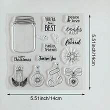 Clear Silicone Stamp, Christmas Themed Transparent Stamp For DIY Scrapbooking, Card Making, Journal Decoration, Christmas Tree Snowflake Cat Gift Gnome Pattern - SD-4 - View 11