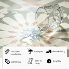 24Pcs Self-Adhesive PVC Floor Tiles, Wall Stickers, Matte Pattern Self-Adhesive Floor Tiles, Waterproof Stain-Resistant Floor Tiles, Wall Stickers, Suitable For Home Floor Decoration And Wall Decoration Stickers - Multicolor - View 6