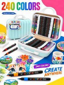 24-240 Colors Acrylic Paint Markers, Layerable Painting Pens For Students Art, Graffiti Pens Suitable For Multiple Materials, Art Creation, Back To School Essential - Multicolor - View 6