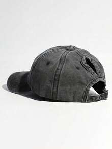 Y2K 1pc Unisex Solid Color Ponytail Baseball Cap, Washed, Sun Protection, Breathable, Adjustable Size, New Versatile Style For Daily Casual Wear And Sun Shading - Black - View 11