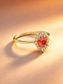 QIUCHU 1pc S925 Sterling Silver Starry Sky Ring For Women, Elegant Versatile Design, Fully Pave Sparkling Rhinestone Ring, Commute Personalized Niche Pinky Ring, Suitable For Daily Wear, Dates, Parties, Also An Excellent Holiday Gift, Silver Net Weight: 1.75g - Gold - View 7