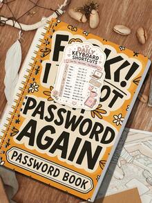 1pc Retro Orange Password Book 8.15x5.7in With Keyboard Shortcut Sticker, Username & Website Login Organizer, Halloween Notebook Office Decor And Accessories Nurse Essentials Bible Study Materials - A5 - View 6