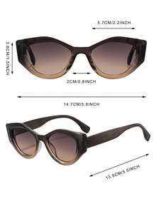 1 đôi kính thời trang nữ mắt mèo retro phong cách đường phố màu gradient cá tính - Gọng màu xám trà - Xem 4