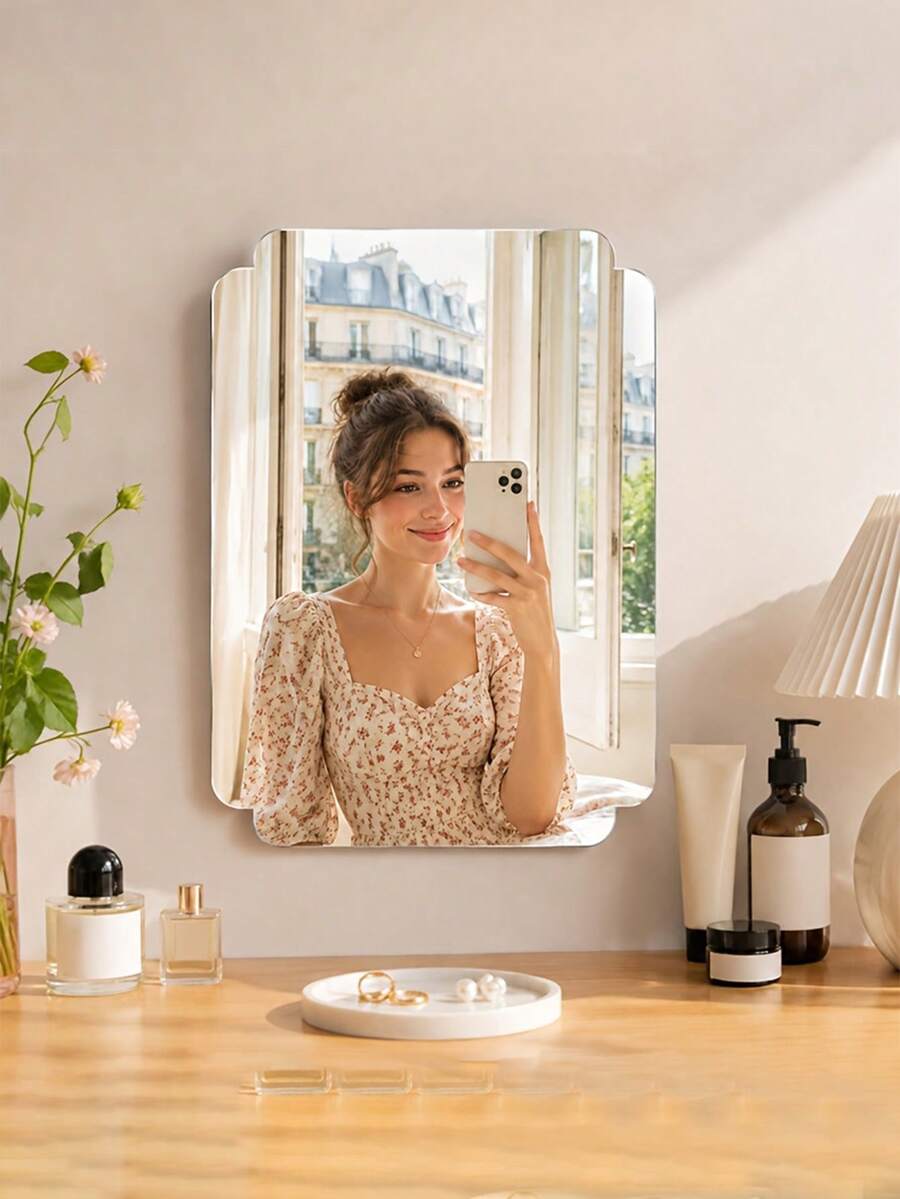 Irregularly Shaped Acrylic Square Makeup Mirror; Dressing Table And Beauty Photography Prop Mirror; Uniquely Designed Combination Mirror; Tabletop Ornament Suitable For Various Occasions; Home Decor Mirror; Bathroom Mirror; Makeup Mirror - Acrylic Mirror Sticker - View 1