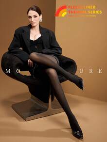 MOIRÉALLURE 1雙日常穿著透膚感緊身褲 - 黑色 - 查看 7