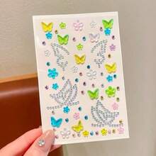 Butterfly & Flower Face Rhinestone Stickers, Self-Adhesive Facial Gems For Eyes, Forehead, Cheeks And Body Decoration; Suitable For Festivals, Parties, EDM Events, Concerts, Halloween, Carnival, Weddings, Bridal Makeup, Cosplay, Daily Looks. Includes Silver/Pink/Iridescent Butterfly, Flower And Rhinestone Styles, Removable Body Glitter, Suitable For Women, Girls, Teens, Makeup Artists; Lightweight Texture, Easy Application And Removal, Multi-Functional Face And Body Decor - Multicolor - View 7
