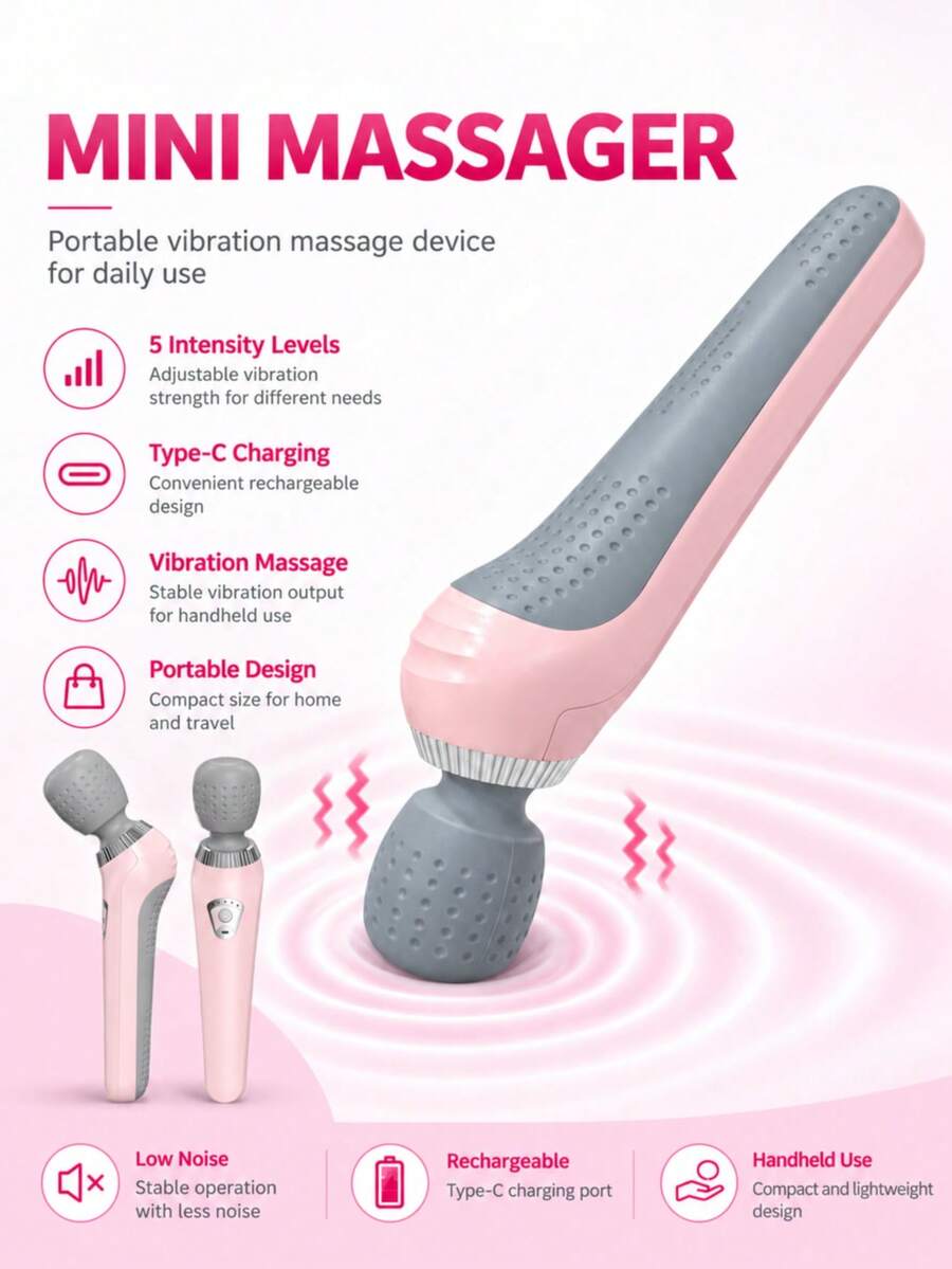 Portable Electric Massager, Suitable For Full Body, Back, Neck, Legs, Waist - Compact And Elegant Design, High-Speed Motor, Type-C Rechargeable, 1200mAh Lithium Battery Long Lasting, For Muscle Relaxation