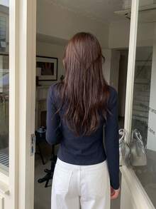 Korean Style Gentle Twist Front Blue & White Colorblock Floral Design Long Sleeve 2 In 1 Women's Autumn/Winter Top - Navy Blue - View 5