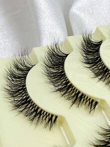 Hinarin 5 Pairs Cartoon Style Natural Thin False Eyelashes - Transparent Band Faux Mink Cat Eye Lashes, Create Natural Daily Makeup - Reusable, Comfortable, Beginner-Friendly False Eyelash Fake Lashes - Black - View 5