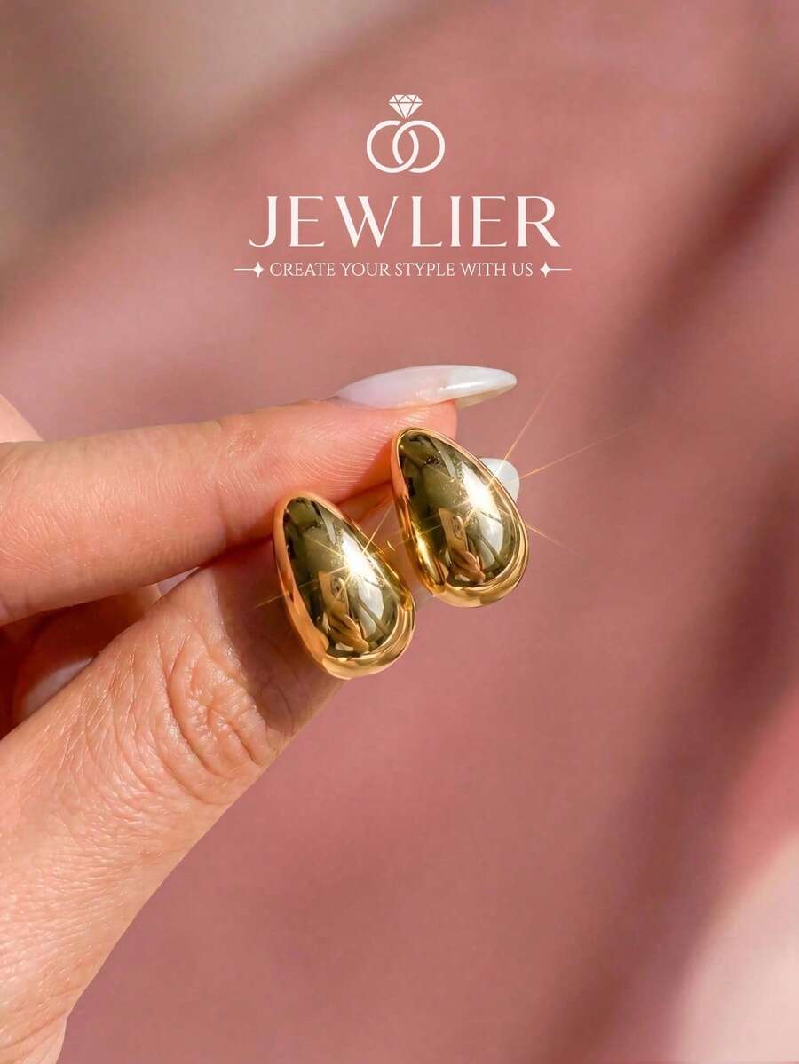 1 Pair Minimalist Half-Circle Metal Earrings, Suitable For Daily Wear, Parties, Can Be Given As Valentine's Day Gift