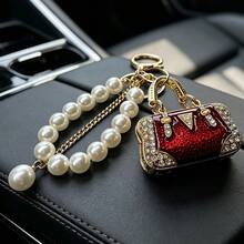 1 Ladies Fashion Metal Key Chain, Beaded Chain Car Key Pendant, Elegant Handbag Accessories, Suitable For Holiday And Birthday Gifts - Old Gold - View 23