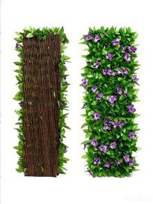 1pc/2pcs Expandable Artificial Ivy & Orchid Privacy Fence Screen - Green & Purple Phalaenopsis Orchids, Durable Weather-Resistant Plastic All-Season Indoor/Outdoor Decorative Barrier For Garden, Yard, Wedding, Mother's Day And June Festival Decor, Enhances Garden Aesthetics | Easy To Install Panels, Decorative Garden Fence - Multicolor - View 13
